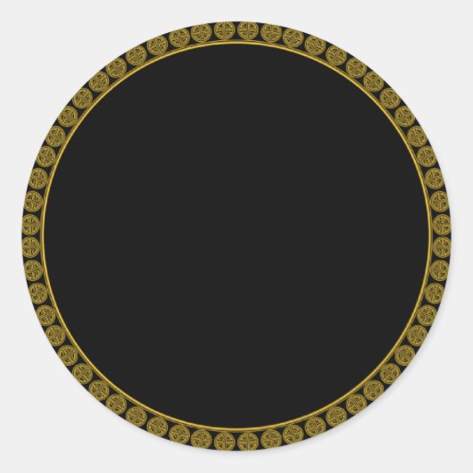 優雅さ、金ゴールド、黒エレガント柄 ラウンドシール (正面)