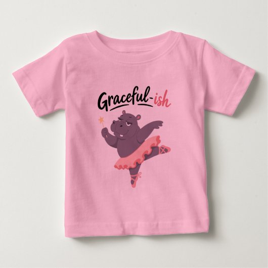 優雅っぽいカバのバレリーナ ベビーTシャツ (正面)