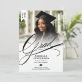 優雅でフォーマルなスクリプト卒業発表 招待状 (スタンド正面)