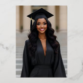 優雅でフォーマルなスクリプト卒業発表 箔招待状 (裏面)