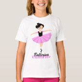 優雅で幸せなソフトピンクのバレリーナパーソナライズド Tシャツ (正面)