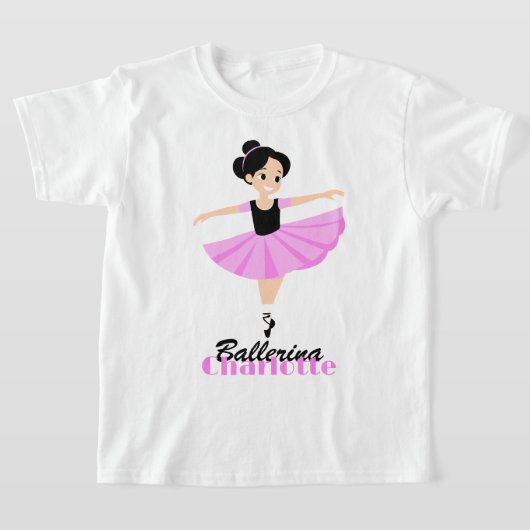 優雅で幸せなソフトピンクのバレリーナパーソナライズド Tシャツ (レイダウン)