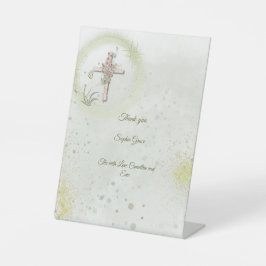 優雅で輝くクロス洗礼基台のサイン 台座サイン