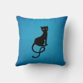 優雅で邪悪な猫のシルエット-黒い子猫の青 クッション (裏面)