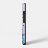 優雅なくじゃくの水彩画　女性向けパステルカラー iPhoneケース (左側面)