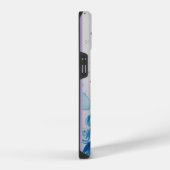 優雅なくじゃくの水彩画　女性向けパステルカラー iPhoneケース (右側面)