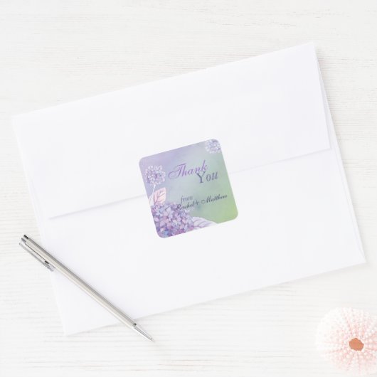 優雅なアジサイ結婚ズの感謝 スクエアシール (封筒)