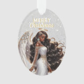 優雅なアフリカ系アメリカンエンジェル女神スピリチュアル オーナメント (正面)