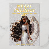 優雅なアフリカ系アメリカンエンジェル女神スピリチュアル 箔シーズンカード (正面)