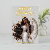 優雅なアフリカ系アメリカンエンジェル女神スピリチュアル 箔シーズンカード (立ち正面)