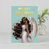 優雅なアフリカ系アメリカンエンジェル女神スピリチュアル 箔シーズンカード (立ち正面)