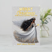 優雅なアフリカ系アメリカ人の天使の女神 スピリチュアル 箔シーズンカード (立ち正面)