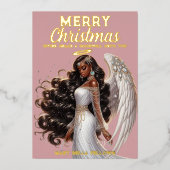 優雅なアフリカ系アメリカ人の天使の女神 スピリチュアル 箔シーズンカード (正面)