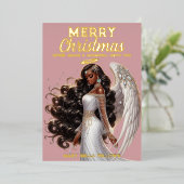 優雅なアフリカ系アメリカ人の天使の女神 スピリチュアル 箔シーズンカード (立ち正面)