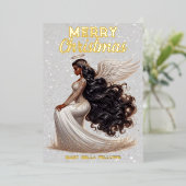 優雅なアフリカ系アメリカ人の天使の女神 スピリチュアル 箔シーズンカード (立ち正面)