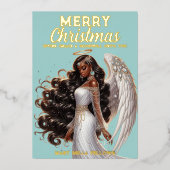 優雅なアフリカ系アメリカ人の天使の女神 スピリチュアル 箔シーズンカード (正面)