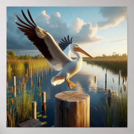 優雅なアメリカコウテイペンギンが穏やかな湿地にいる ポスター