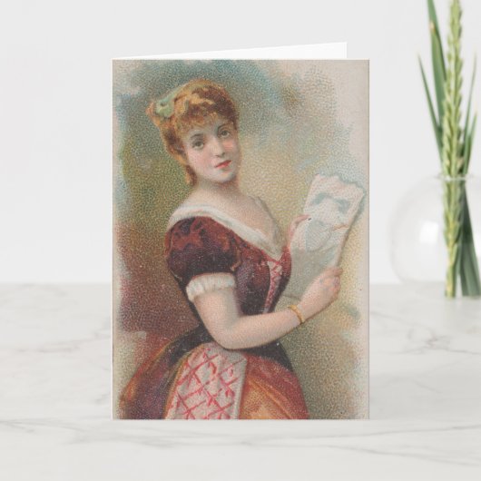 優雅なアンティークのバレンタインイラスト、1890年 カード (正面)