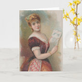 優雅なアンティークのバレンタインイラスト、1890年 カード (黄色い花)