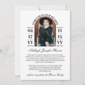 優雅なアーチの写真 永遠に私たちの心に 死 案内状 (正面)