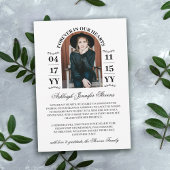 優雅なアーチの写真 永遠に私たちの心に 死 案内状