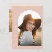 優雅なアーチ型卒業 案内状 (正面/裏面)