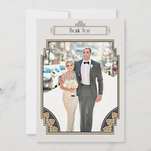 優雅なアールデコの金ゴールドはYou2を感謝していしています サンキューカード (正面)