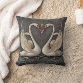 優雅なエレガンス:スワン装飾用クッション クッション (ブランケット)