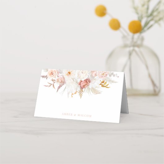 優雅なエレガンス:完璧なフローラ結婚ズ プレイスカード (正面)