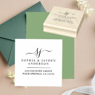 優雅なエレガント結婚式のモノグラム ラバースタンプ