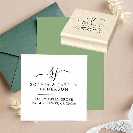 優雅なエレガント結婚式のモノグラム ラバースタンプ