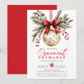 優雅なオーナメント交換の招待状 招待状 (正面/裏面)