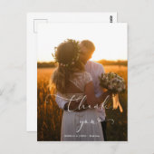 優雅なカリグラフィーのハートウェディングサンクス ポストカード (正面/裏面)