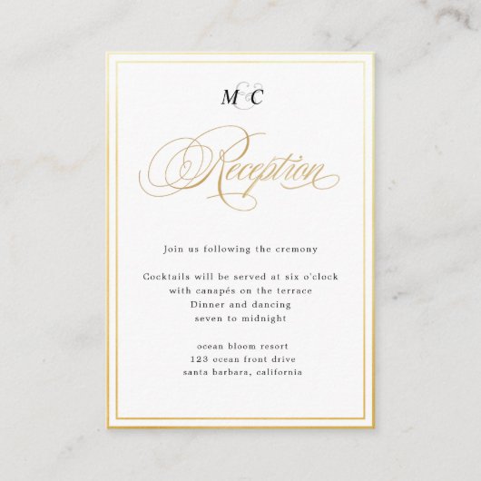 優雅なカリグラフィー ゴールド 披露宴 封筒 カード (正面)