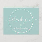 優雅なカリグラフィー - ティールウェディングのお礼 ポストカード (正面)