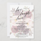 優雅なカリグラフィー | フェード フラワーのLive Laugh Love 招待状 (正面)