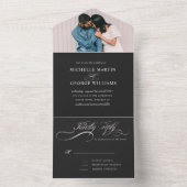 優雅なカリグラフィー ブラック オールインワン 招待状 (内側)