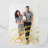 優雅なカリグラフィー 季節の挨拶 フォト 箔シーズンカード (正面)