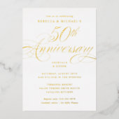 優雅なカリグラフィー 50周年パーティー 箔招待状 (正面)