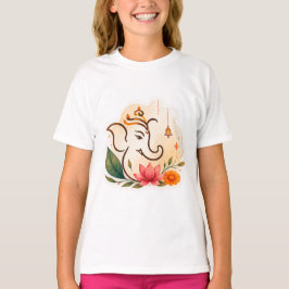 優雅なガネーシャ蓮ディワーリー Tシャツ