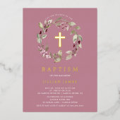 優雅なギャザリングバプテスマ招待状 箔招待状 (正面)