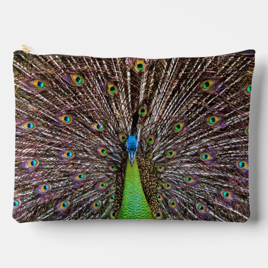 優雅なクジャクの鳥と羽の芸術作品 アクセサリーポーチ (正面)