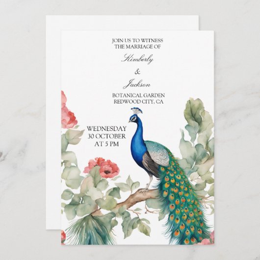 優雅なクジャク 招待状 (正面/裏面)