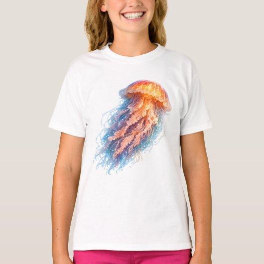 優雅なクラゲの海洋幻想イラスト Tシャツ (正面)