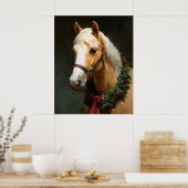 優雅なクリスマスのリースを飾った馬 ポスター (キッチン)