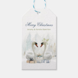 優雅なクリスマスの白鳥 ギフトタグ