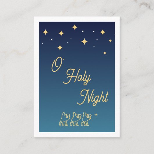 優雅なクリスマスの祈りのカード「O Holy Night」 プレイスカード (正面)