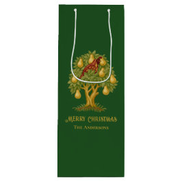 優雅なクリスマスの緑のヤマドリの梨の木 ワインギフトバッグ