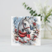 優雅なクリスマスの馬と冬のリースのカスタムデザイン (スタンド正面)