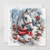 優雅なクリスマスの馬と冬のリースのカスタムデザイン (正面)